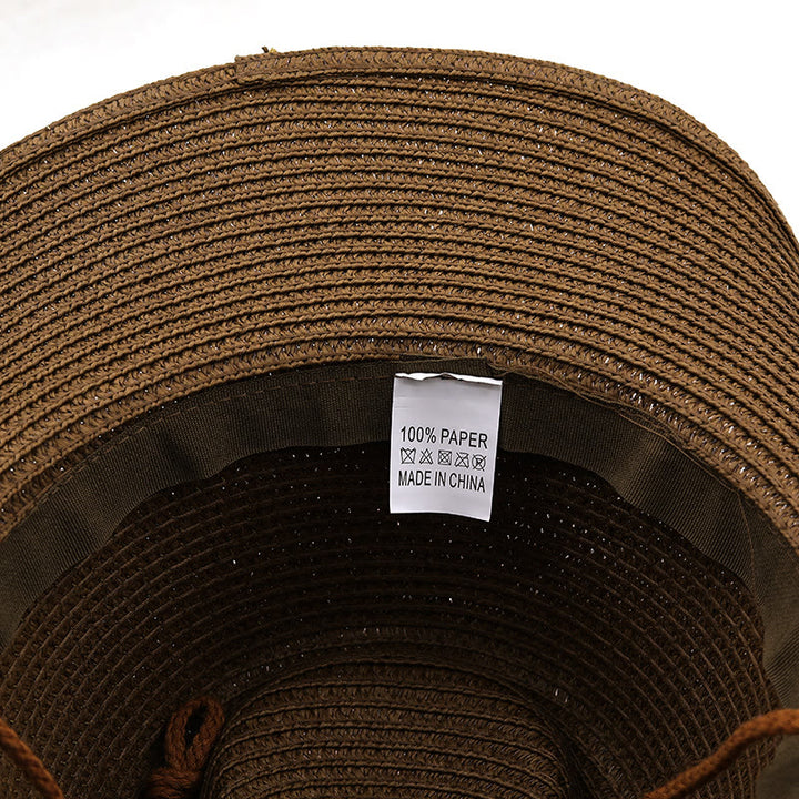 Western Silver Bull Head Black Brim Belt Men's Straw Hat - image 4