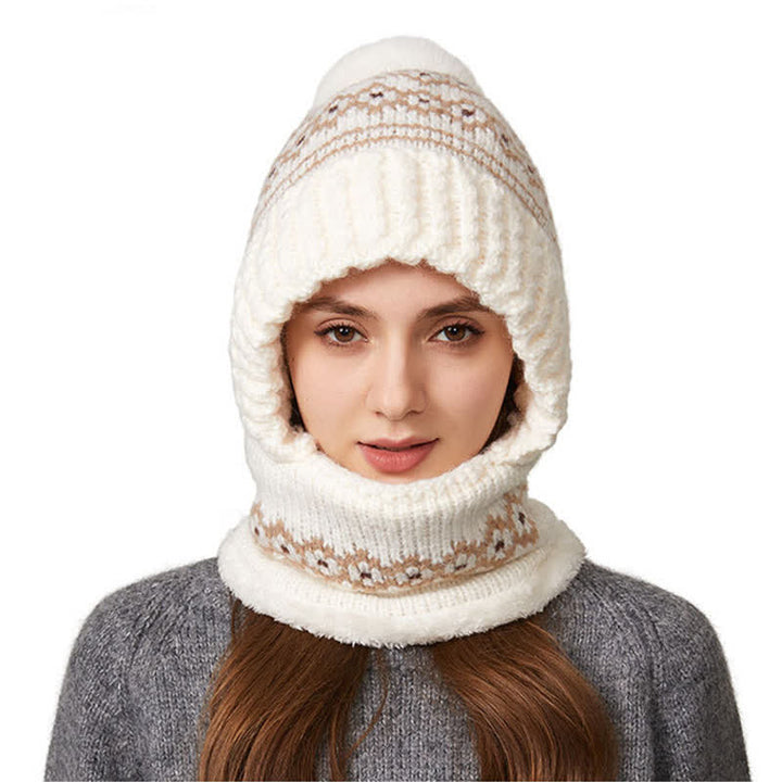 3 In 1 Ethnic Jacquard Knitted Beanie Hat With Scarf And Mask - image 8