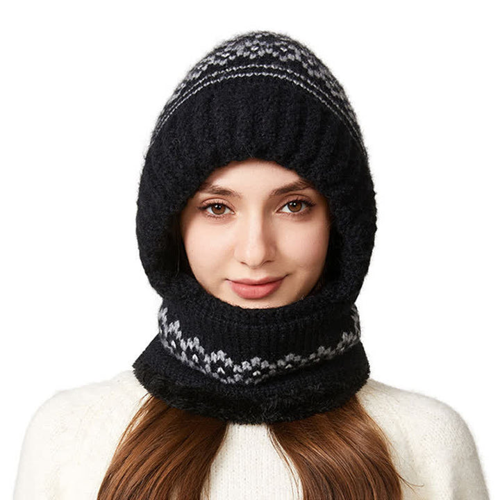 3 In 1 Ethnic Jacquard Knitted Beanie Hat With Scarf And Mask - image 5