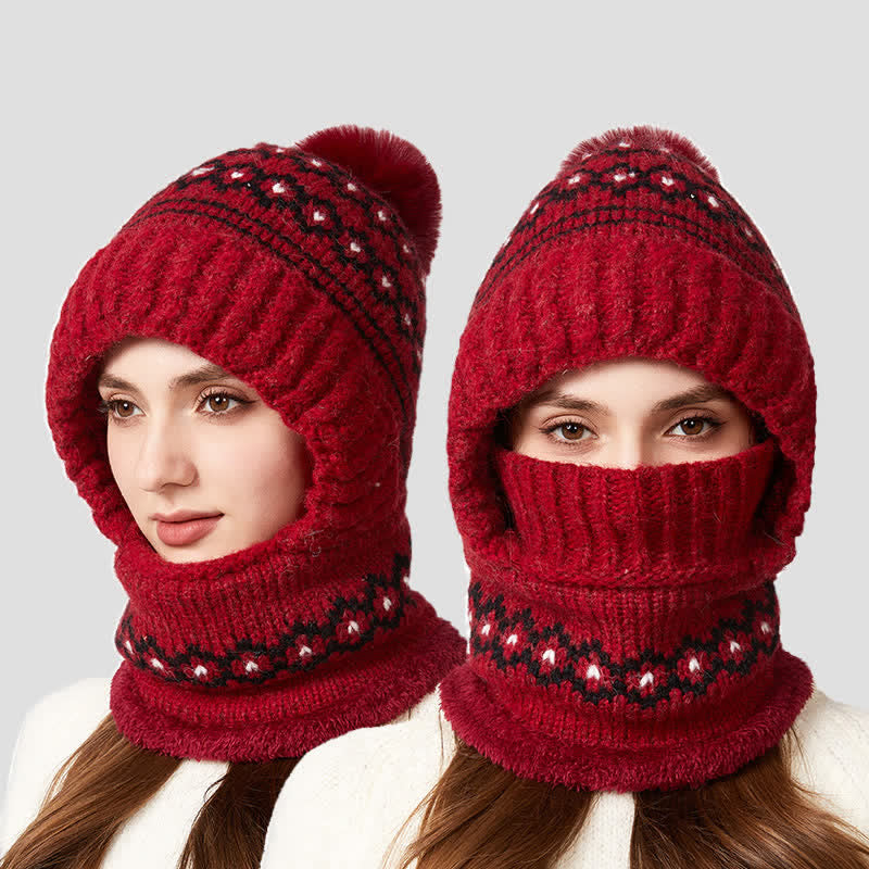 3 In 1 Ethnic Jacquard Knitted Beanie Hat With Scarf And Mask - image 21