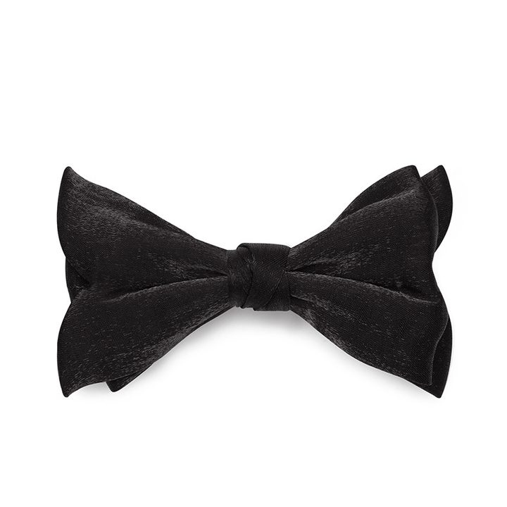 Men's Gentleman Fish Tail Shaped Solid Color Bow Tie - Style #1 - Black - image 4