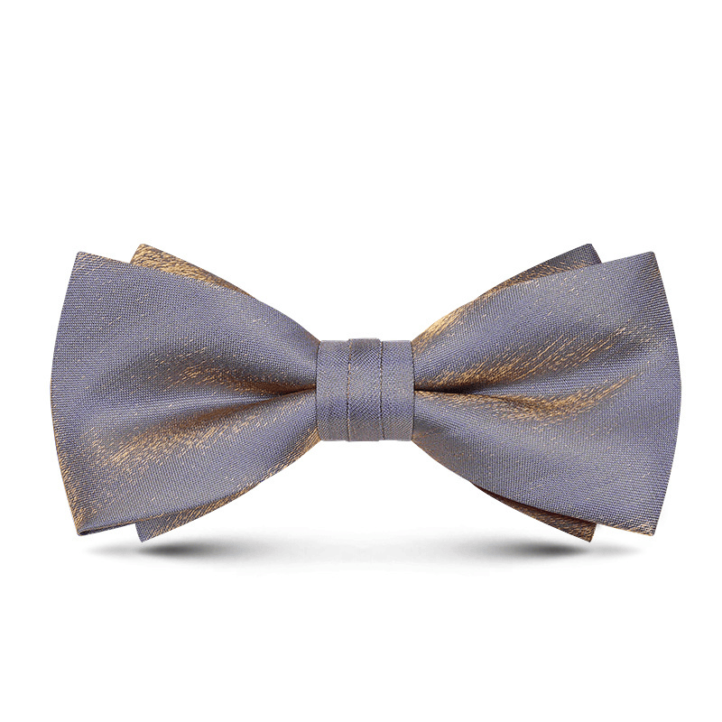Men's Gentleman Fish Tail Shaped Solid Color Bow Tie - Style #2 - Grey - image 6