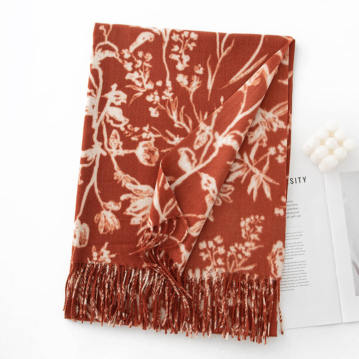 Women's Winter Warm Flower Printed Shawl Scarf - Style #3 - image 4