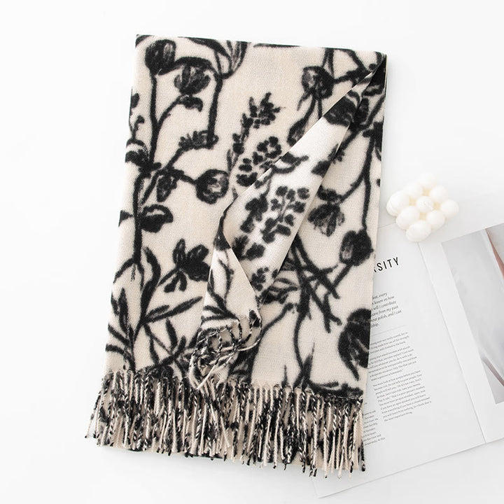 Women's Winter Warm Flower Printed Shawl Scarf - Style #2 - image 3