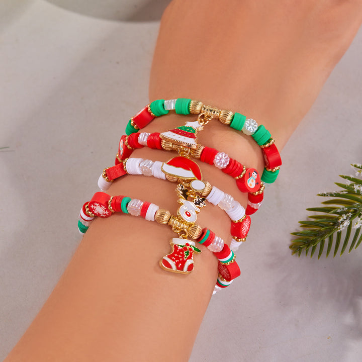 4Pcs Christmas Colored Woven Soft Ceramic Bracelet - image 8