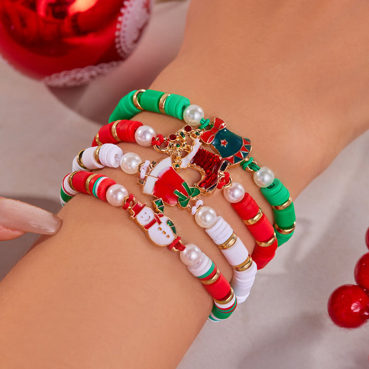 4Pcs Christmas Colored Woven Soft Ceramic Bracelet - image 10