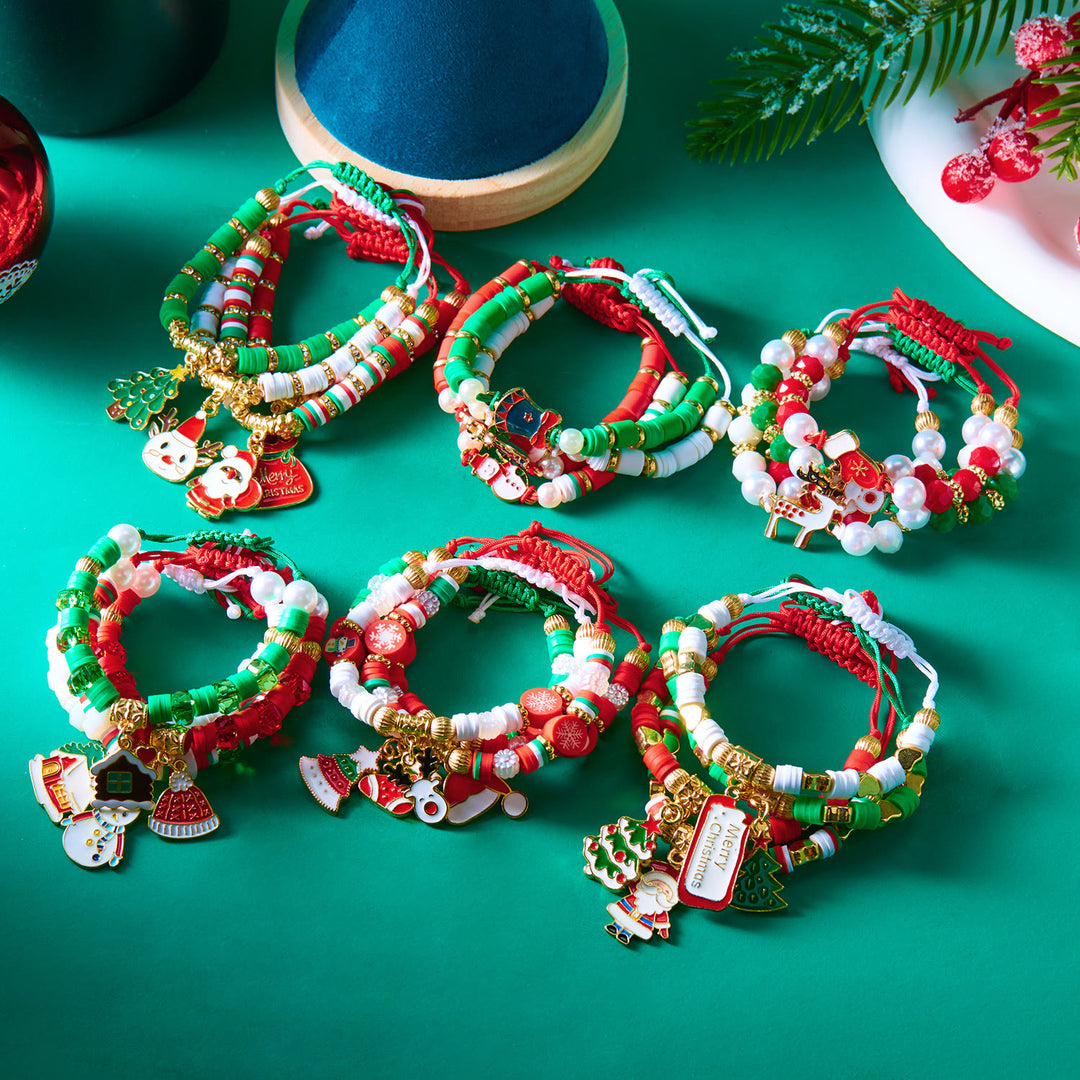 4Pcs Christmas Colored Woven Soft Ceramic Bracelet - image 0
