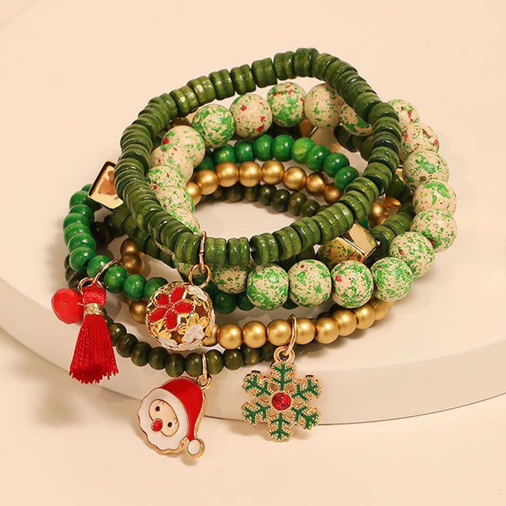 6Pcs Green Christmas Bead Pendant Bracelet Set - Christmas Bracelet - image 0