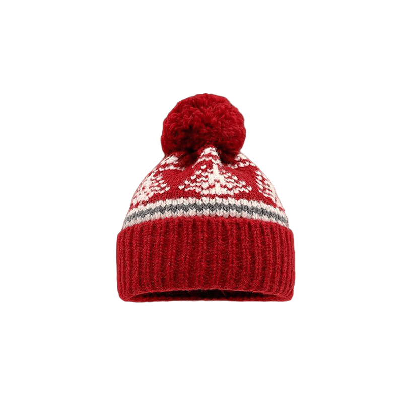 Fair Island Style Women's Winter Knitted Hat - Red - M(22"-22 7/8") - image 0