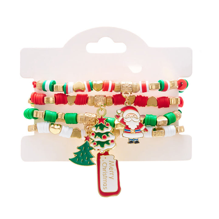 4Pcs Christmas Colored Woven Soft Ceramic Bracelet - Style #2 - image 3