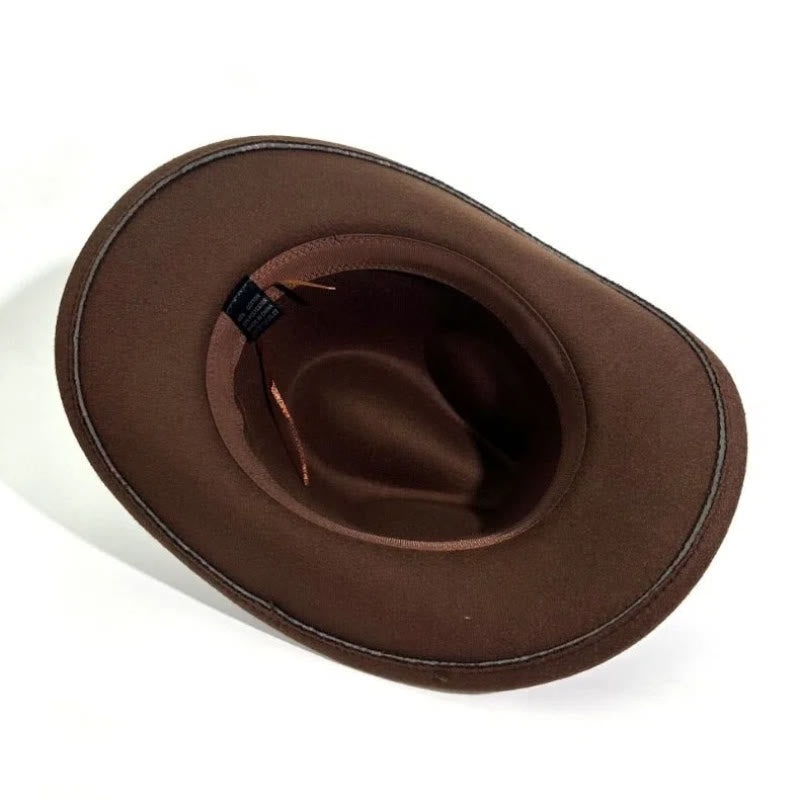 Men's Western Style Metal Bullhead Brim Belt Cowboy Hat - image 4