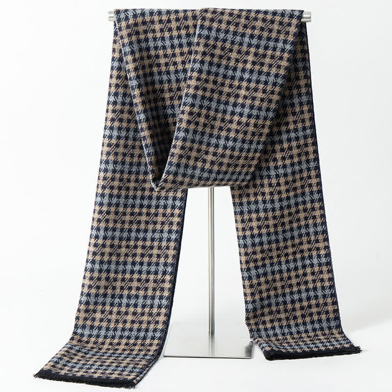 Men's British Style Checked Pattern Warm Long Scarf - Style #6 - image 8