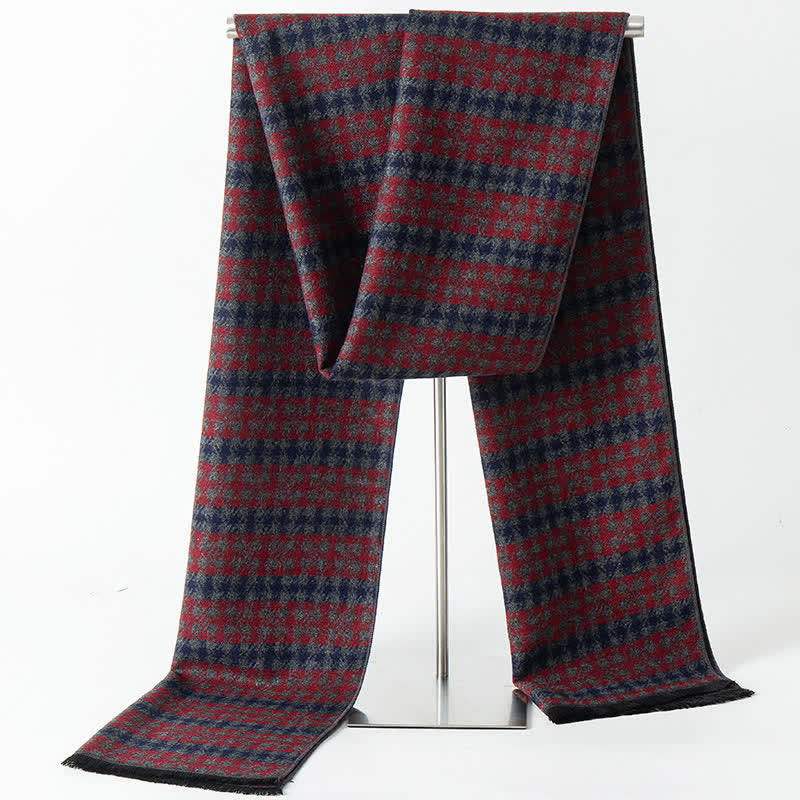 Men's British Style Checked Pattern Warm Long Scarf - Style #7 - image 9