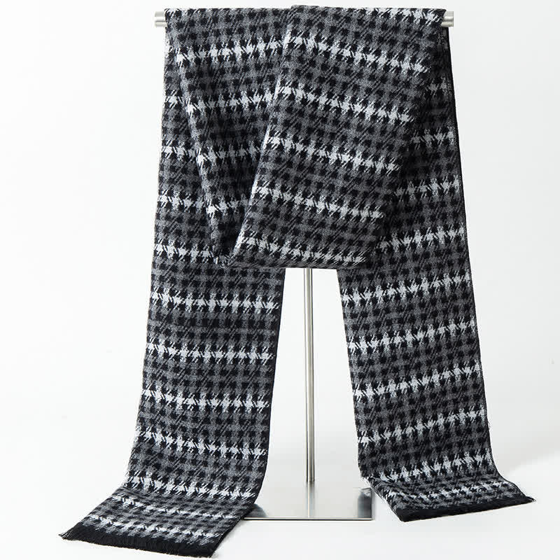 Men's British Style Checked Pattern Warm Long Scarf - Style #5 - image 7