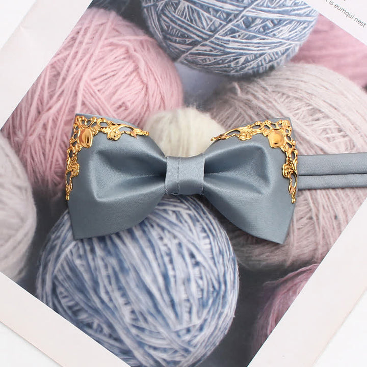 Styilsh Gilded Accent Wedding Bow Tie - Gray - image 6