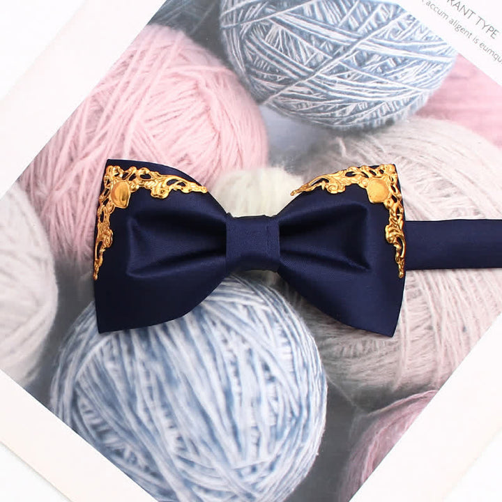 Styilsh Gilded Accent Wedding Bow Tie - Navy - image 11