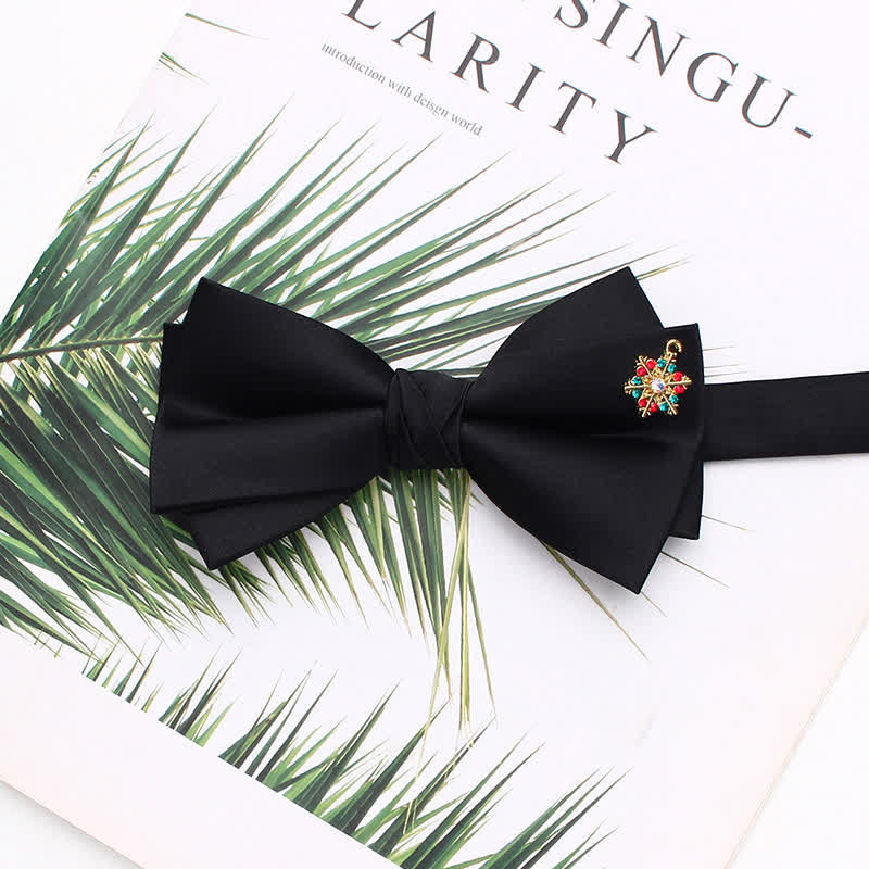 Elegant Metallic Accents Black Double Layers Bow Tie - Style #9 - image 12