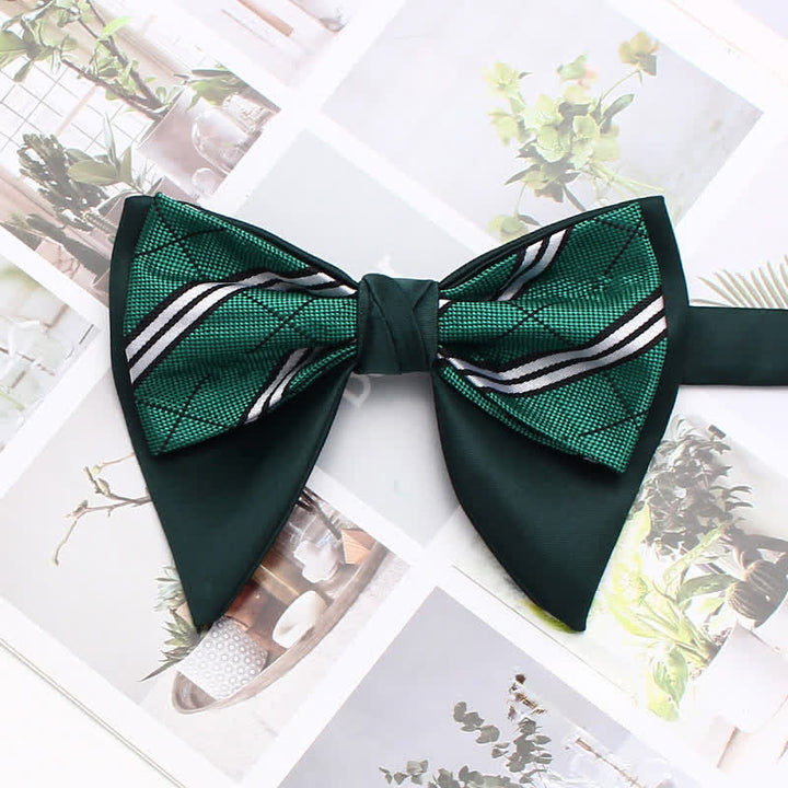 Formal Plaid Striped Double Layers Oversized Pointed Bow Tie - Style #18 - image 23