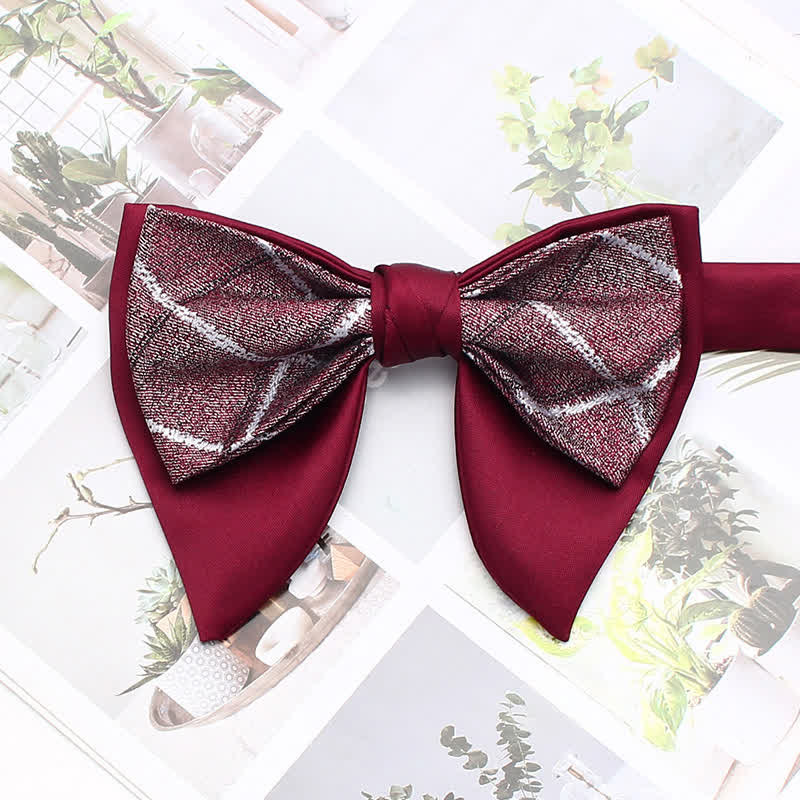 Formal Plaid Striped Double Layers Oversized Pointed Bow Tie - Style #5 - image 10
