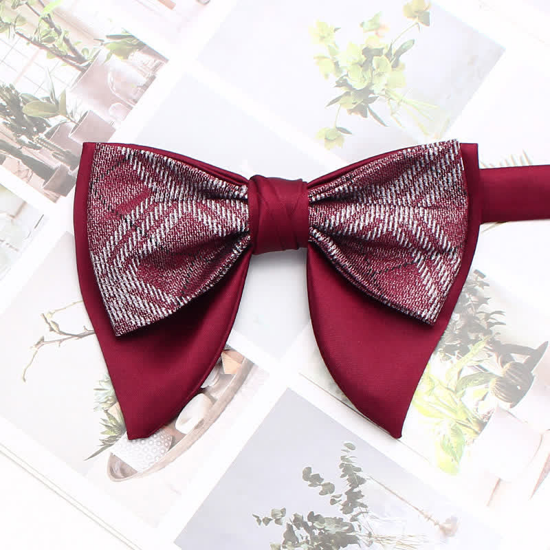 Formal Plaid Striped Double Layers Oversized Pointed Bow Tie - Style #10 - image 15