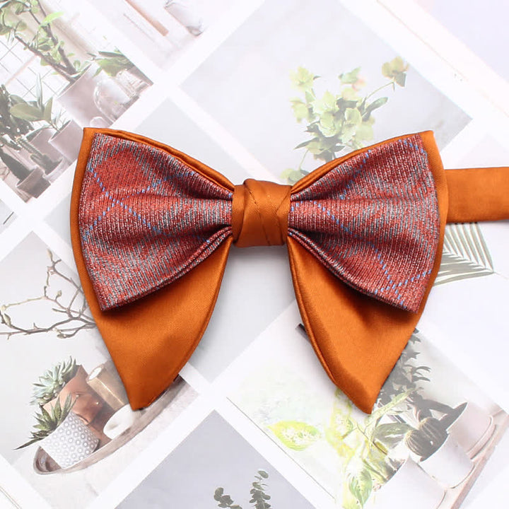 Formal Plaid Striped Double Layers Oversized Pointed Bow Tie - Style #12 - image 17