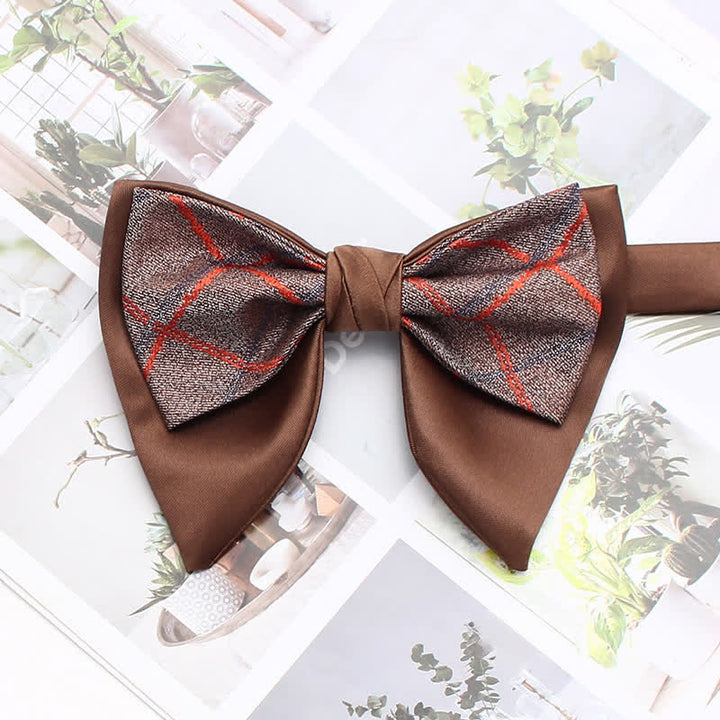 Formal Plaid Striped Double Layers Oversized Pointed Bow Tie - Style #7 - image 12