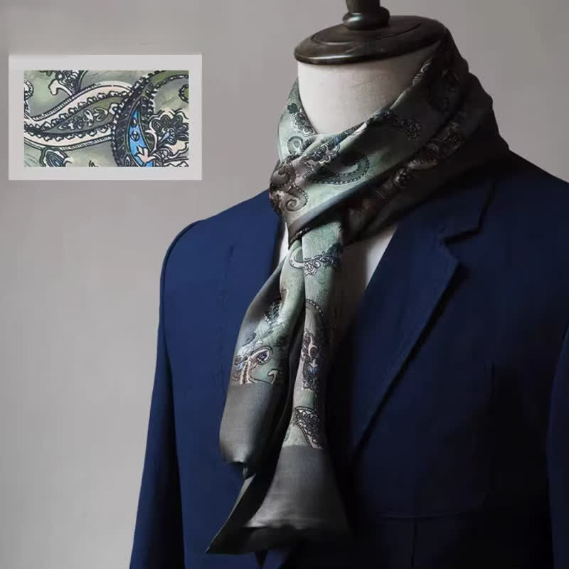 Men's Double-Sided Formal Pattern Long Pure Silk Scarf - Style #1 - image 0