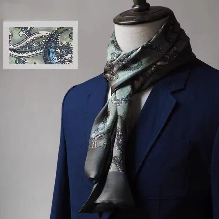 Men's Double-Sided Formal Pattern Long Pure Silk Scarf - Style #1 - image 0