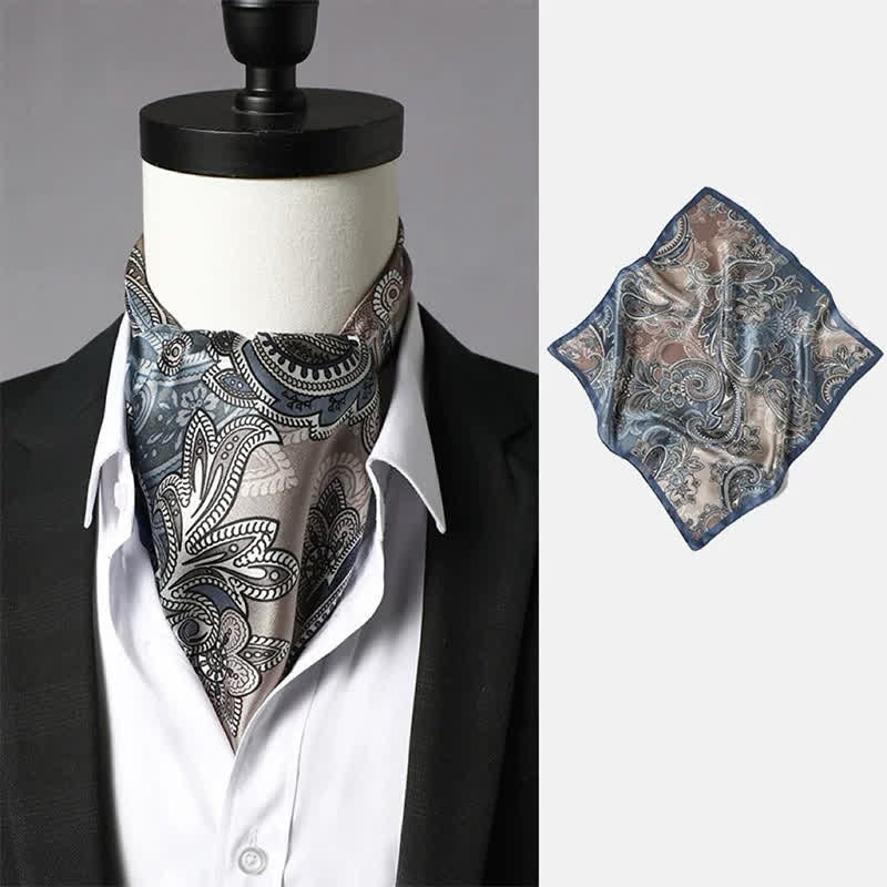 Men's Vintage Paisley Geomatric Pattern Square Scarf - Style #11 - image 10