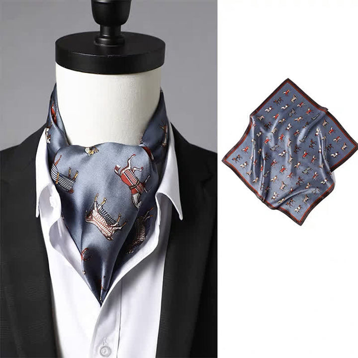Men's Vintage Paisley Geomatric Pattern Square Scarf - Style #10 - image 9