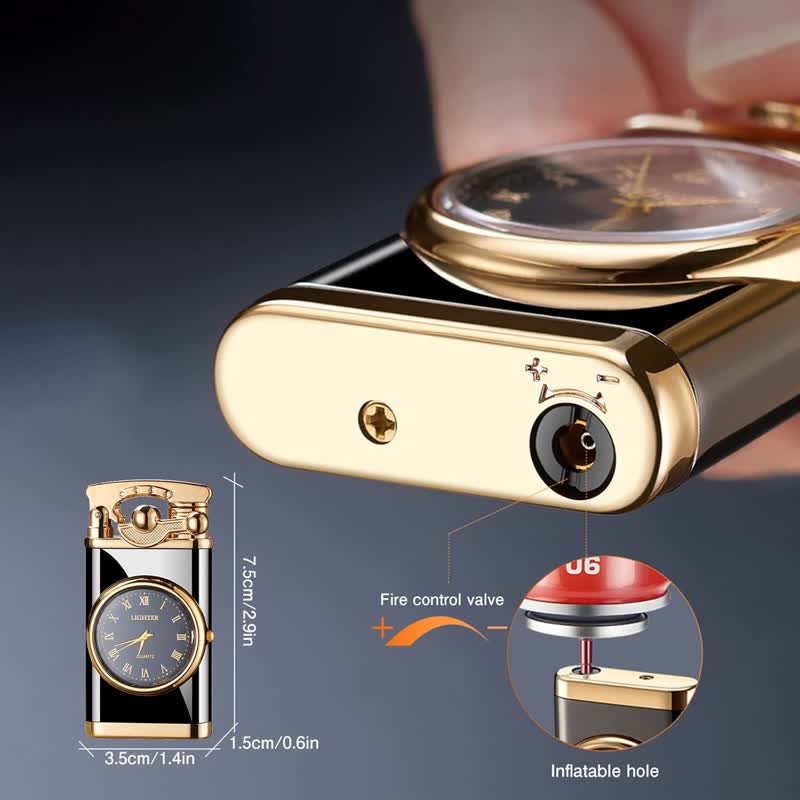 Creative Dial Rocker Arm Inflatable Butane Lighter With Clock - image 4