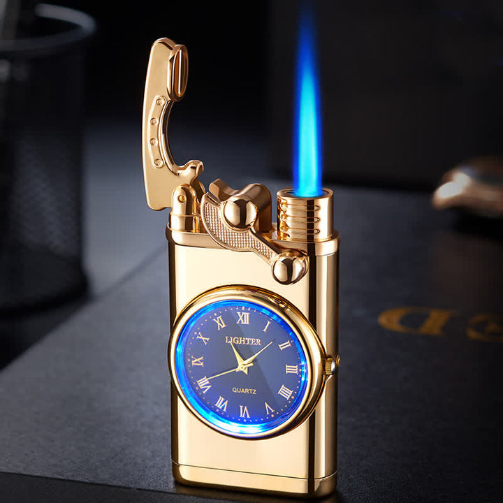 Creative Dial Rocker Arm Inflatable Butane Lighter With Clock - Gold - image 11
