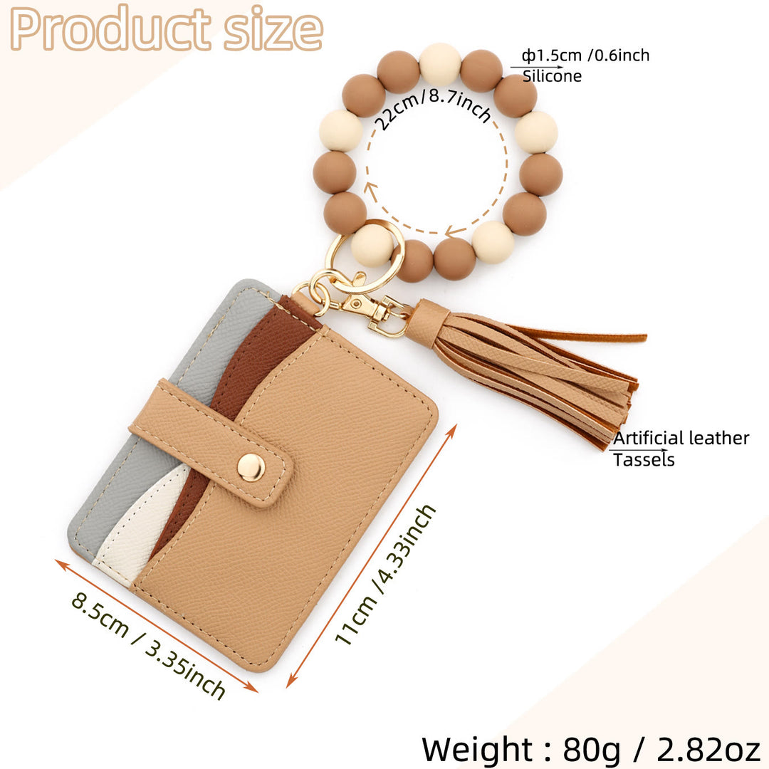 Fashionable Multi-Color Splicing Bracelet Tassel Pendant Wallet - image 9