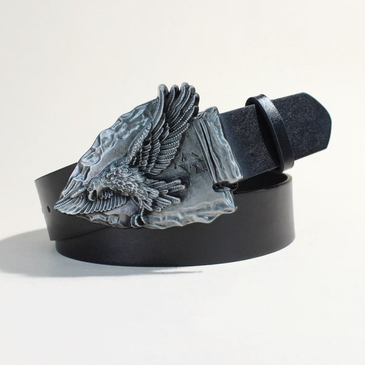 Retro Triangular Eagle Buckle Metal Rivet Black Belt - Triangular Eagle - Black Belt - 34 - image 4