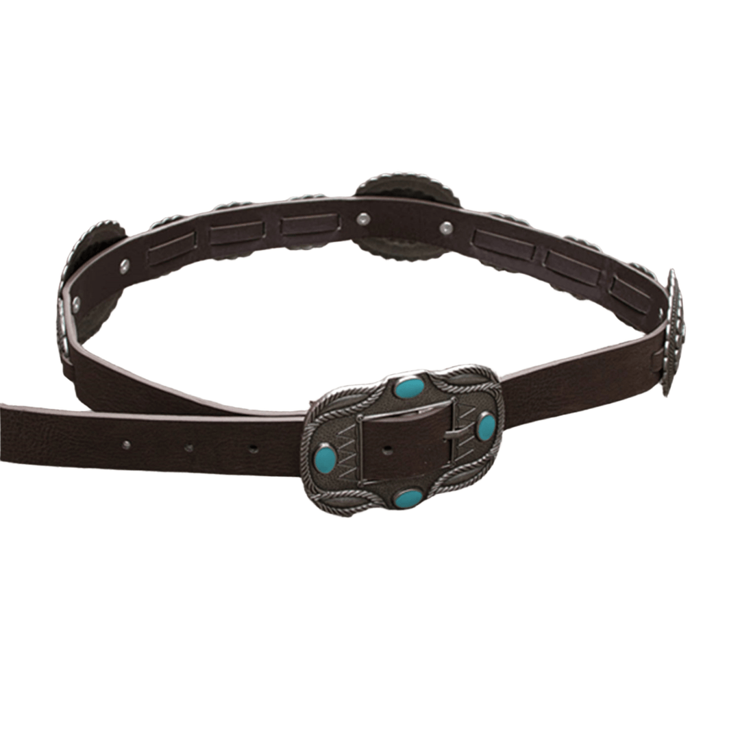 Women's Silver Patterned Turquoise Buckle Belt - image 7