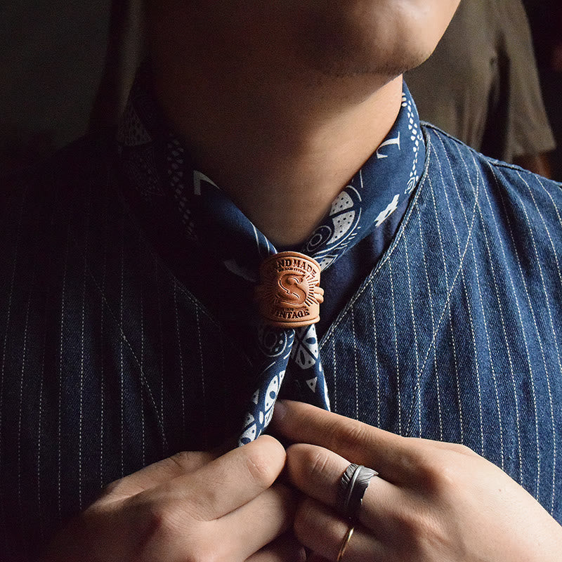 Multi Pattern Retro Pocket Square With Letter Buckle - image 1