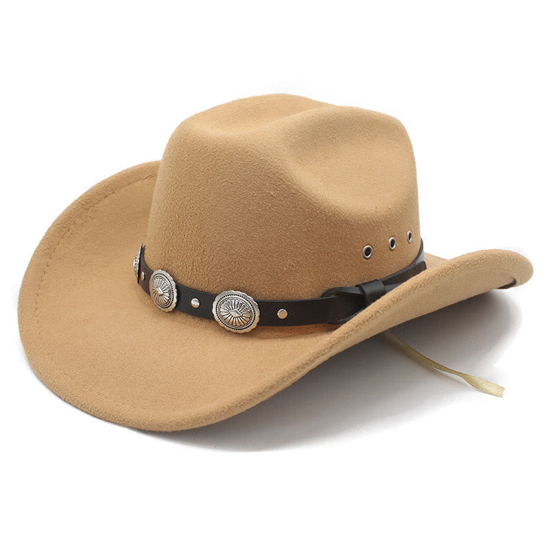 Men's Silver Patterned Disc Brim Belt Cowboy Hat - Camel - M (22"-22 7/8") - image 6
