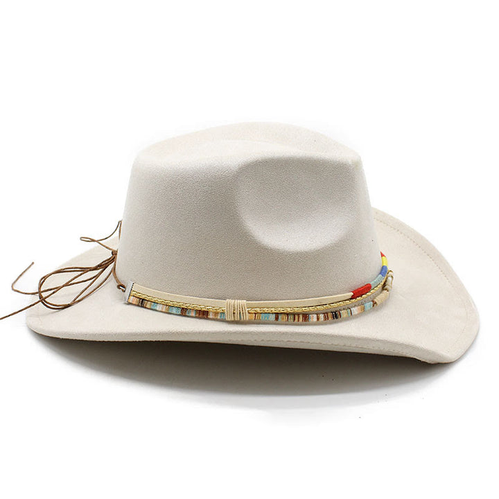 Men's Beaded Trim Suede Brim Cowboy Hat - image 6