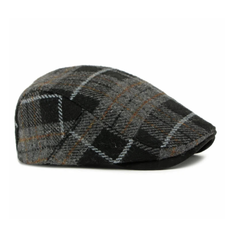 Winter Vintage Plaid Pattern Men's Beret Hat - image 5