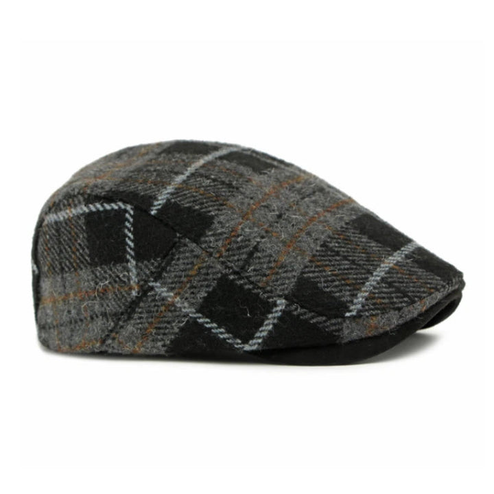 Winter Vintage Plaid Pattern Men's Beret Hat - image 5