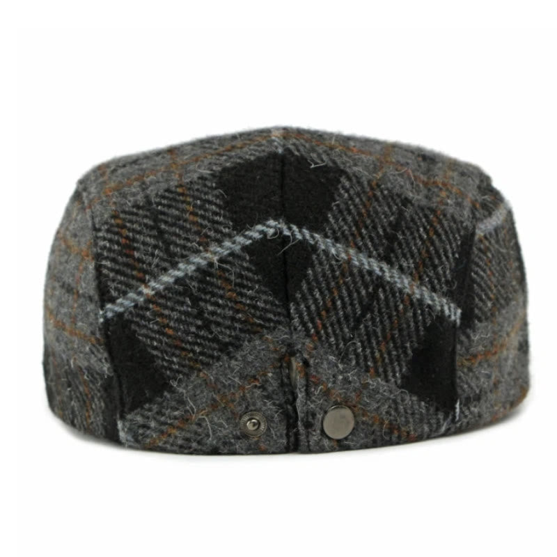 Winter Vintage Plaid Pattern Men's Beret Hat - image 7