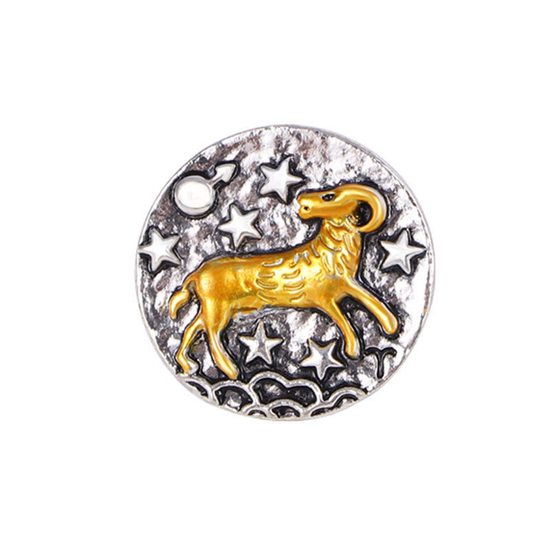 Zodiac Sign Retro Starry Round Alloy Buttons - Aries - image 2