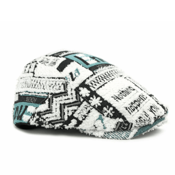 Men's Creative Splicing Printed Hairy Winter Beret Hat - image 3