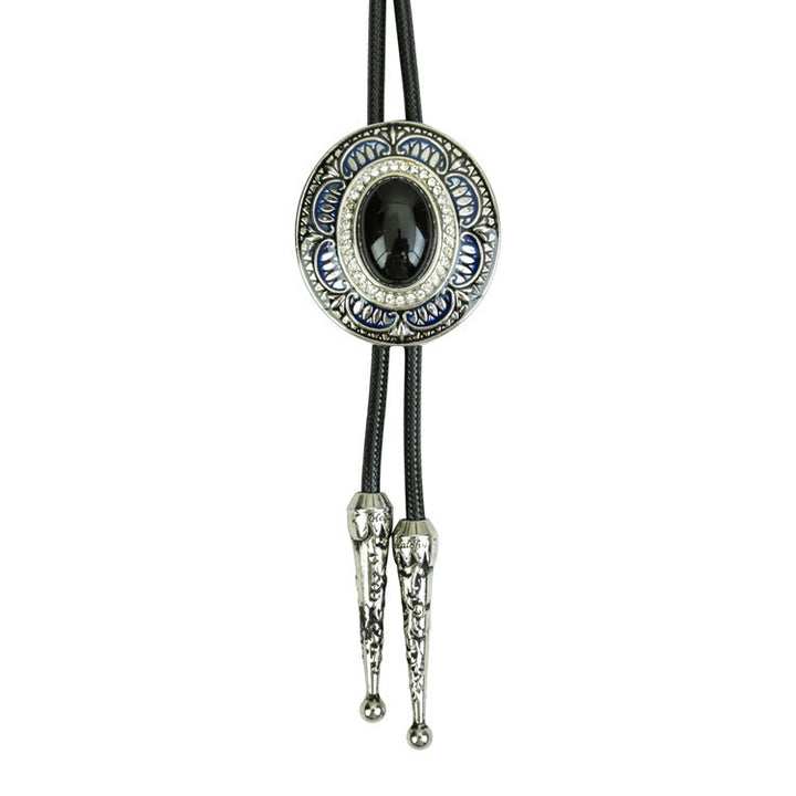 Vintage Onyx and Enamel Bolo Tie - Style #1 - image 1
