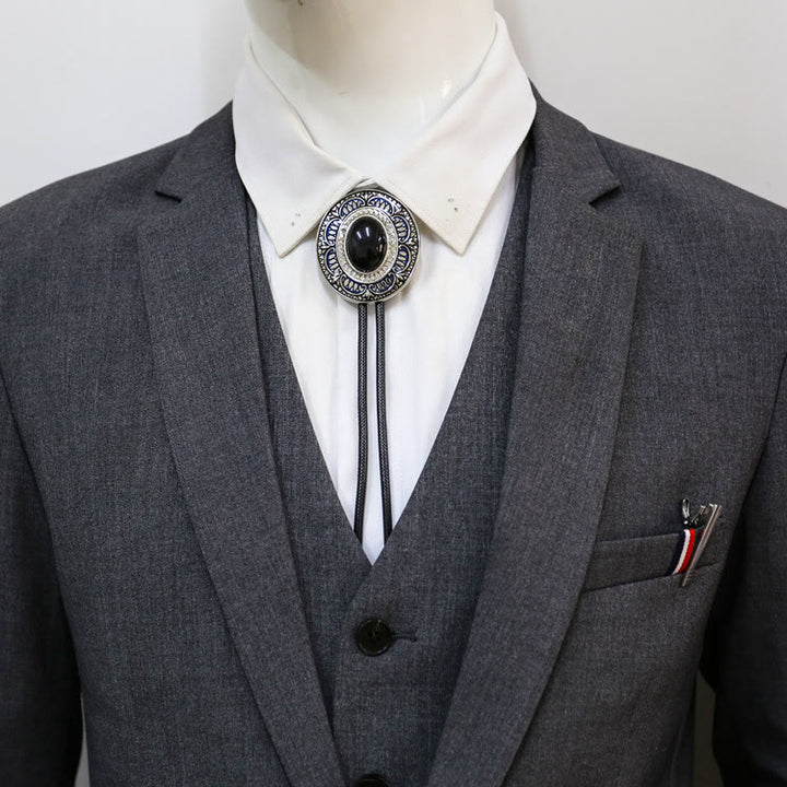 Vintage Onyx and Enamel Bolo Tie - image 2