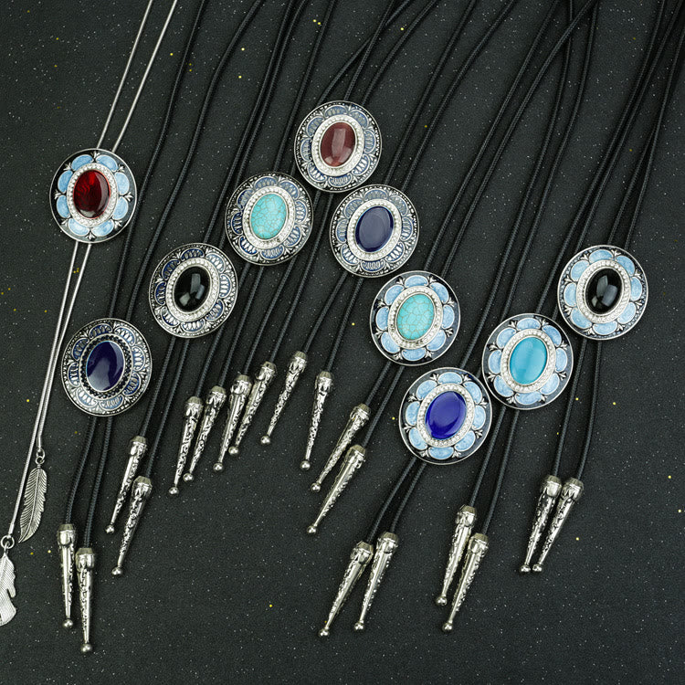 Vintage Onyx and Enamel Bolo Tie - image 11