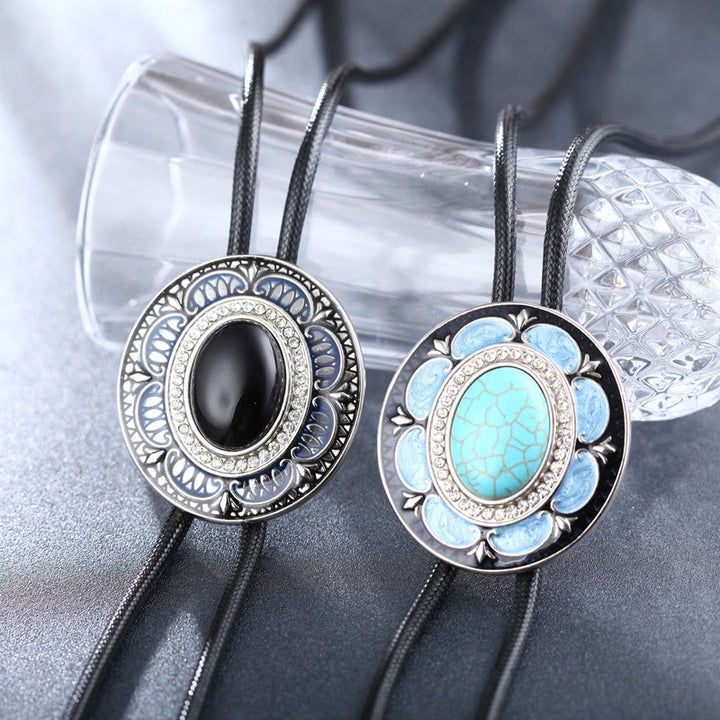 Vintage Onyx and Enamel Bolo Tie - image 10