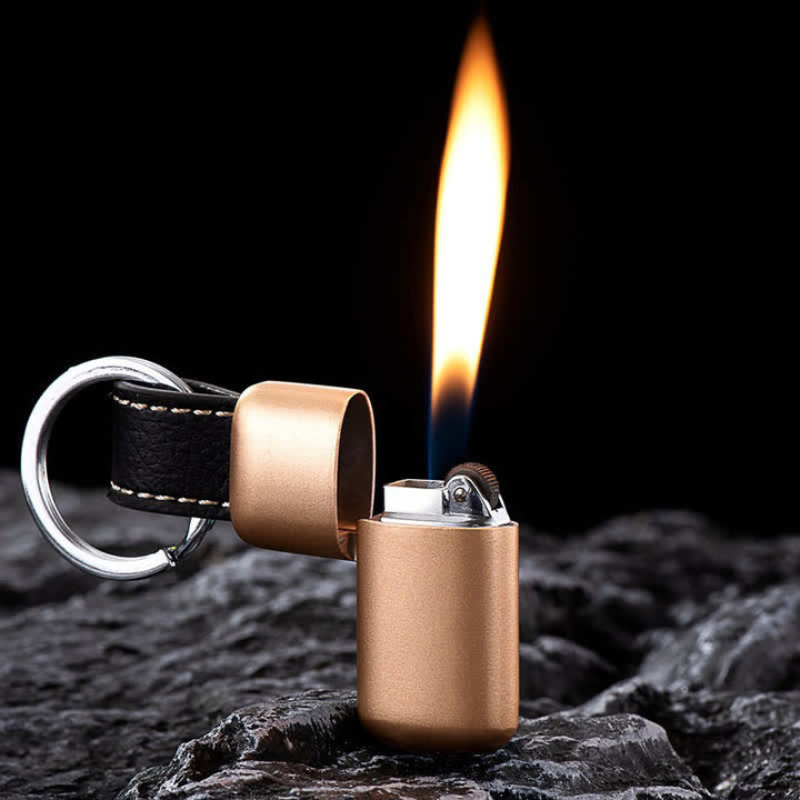 Mini Keychain Pocket-Sized Inflatable Butane Lighter - Gold - image 0
