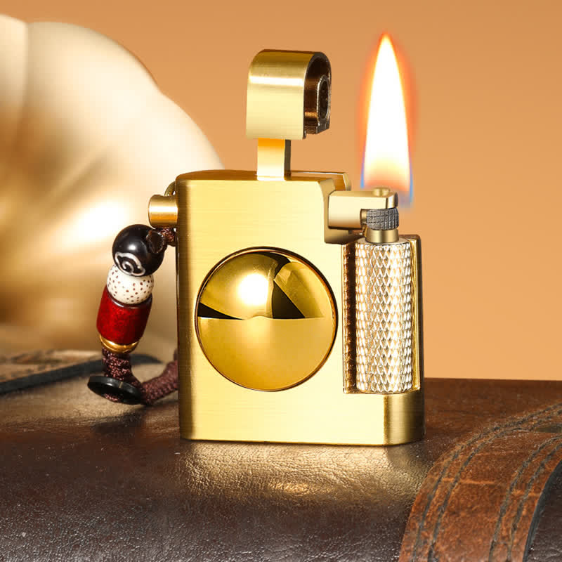 Square Rotating Decompression Inflatable Kerosene Lighter - Gold - image 2