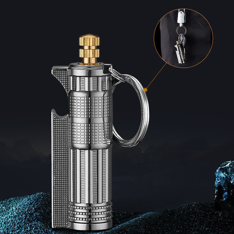 Multifunctional Bottle Opener Matchstick Refillable Oil Lighter - Gray - image 1